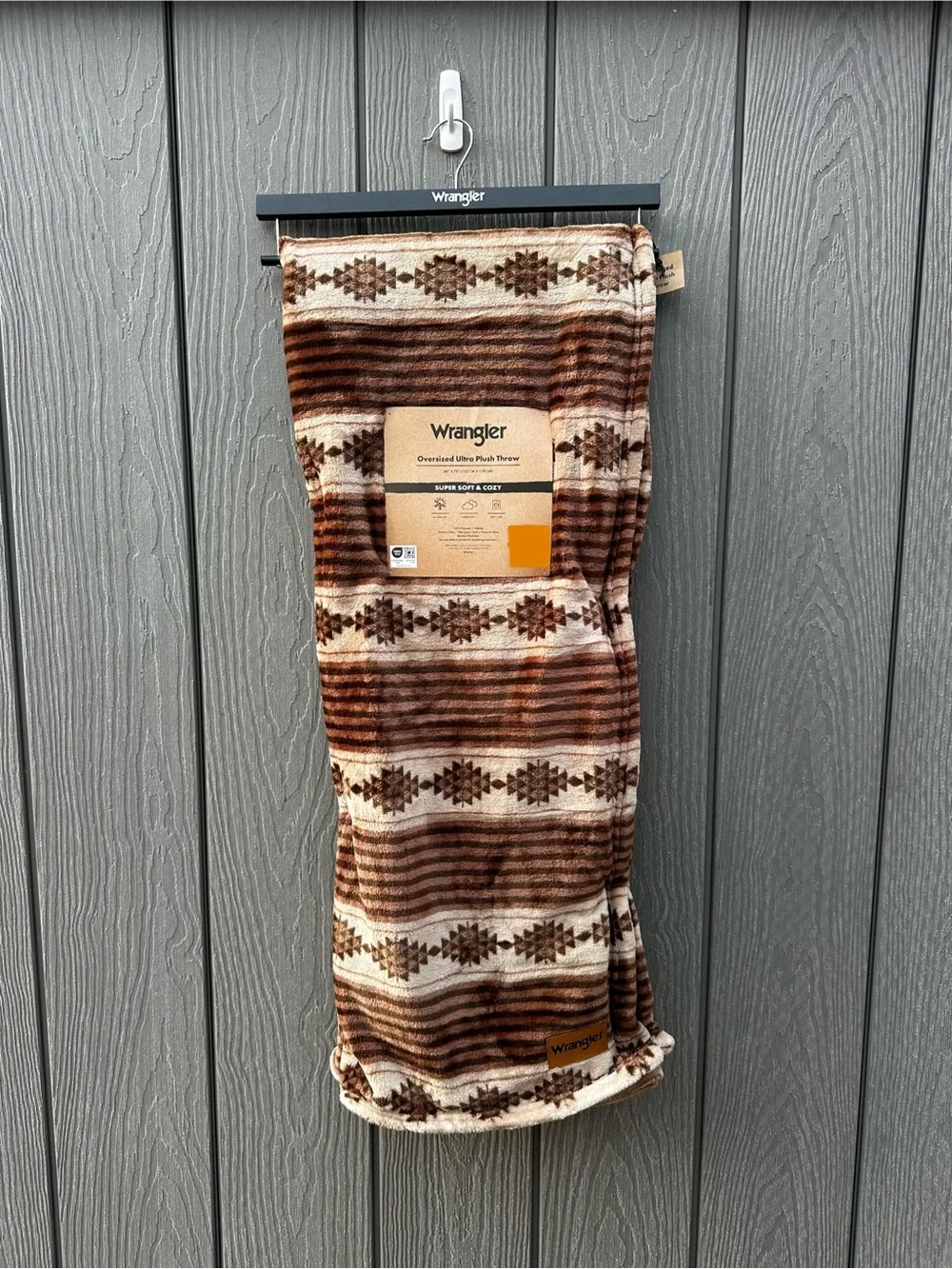 Brown Southwestern Pattern - Wrangler Plush Throw Blanket NWT